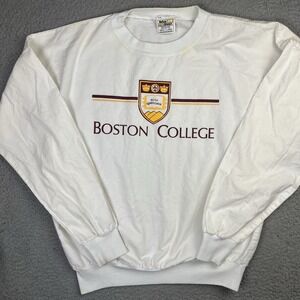 Vintage Velva Sheen Boston College White Lightweight Sweater Shirt Adult L